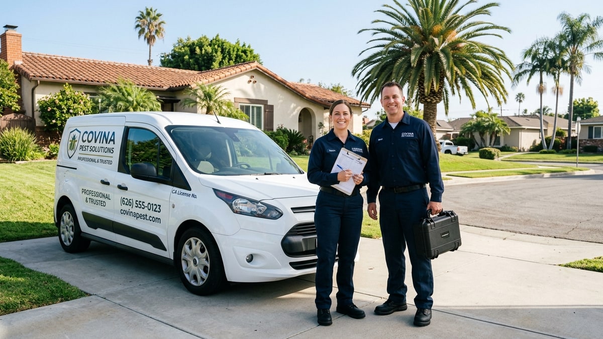Covina Rodent Control professional service technicians with branded vehicle in San Gabriel Valley
